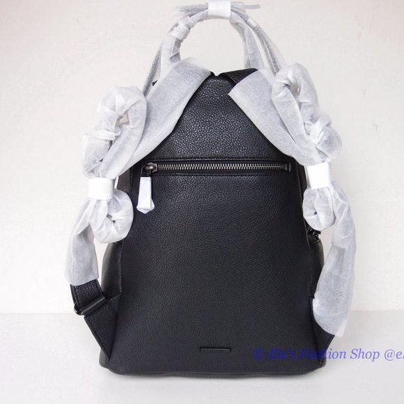 ❤️ NWT Rebecca Minkoff Julian Large Leather Backpack BLACK Black Shellac HW